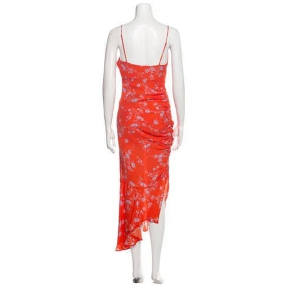 EUC Nicholas Fun and Flirty Asymmetrical Orange Silk Long Dress, Size 6 - Picture 6 of 6